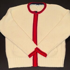 NWT 1 Alex Mill Cream Cardigan with Red Trim